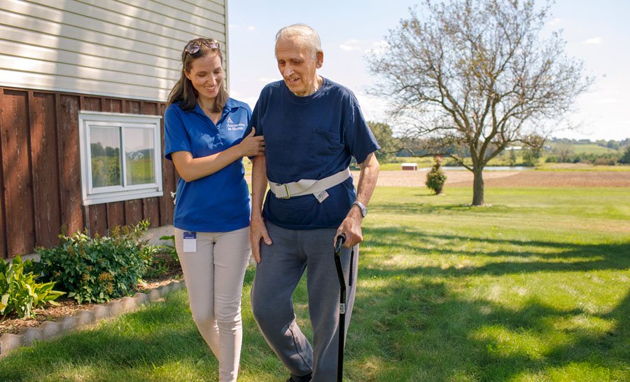 Physical therapy with home health nurse